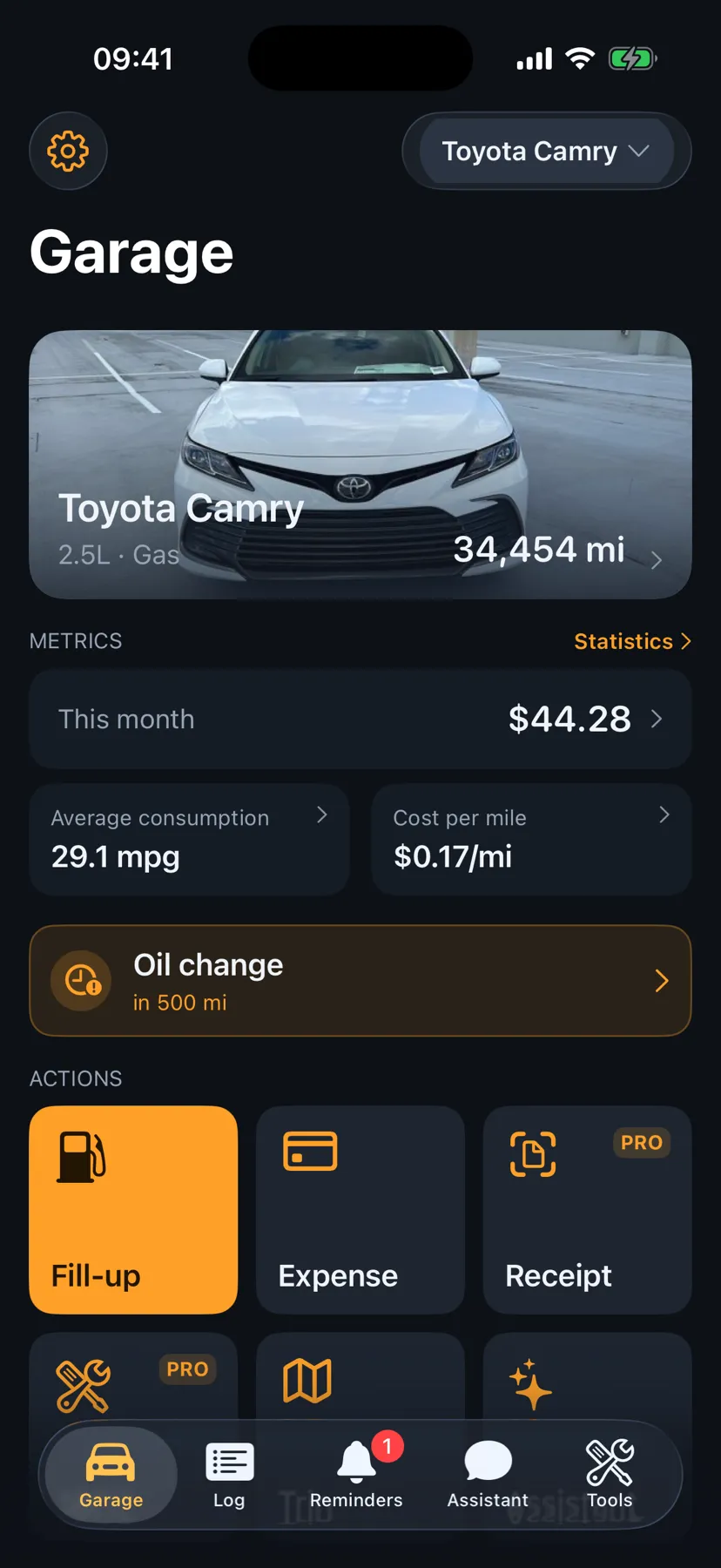 Garage — your car at a glance