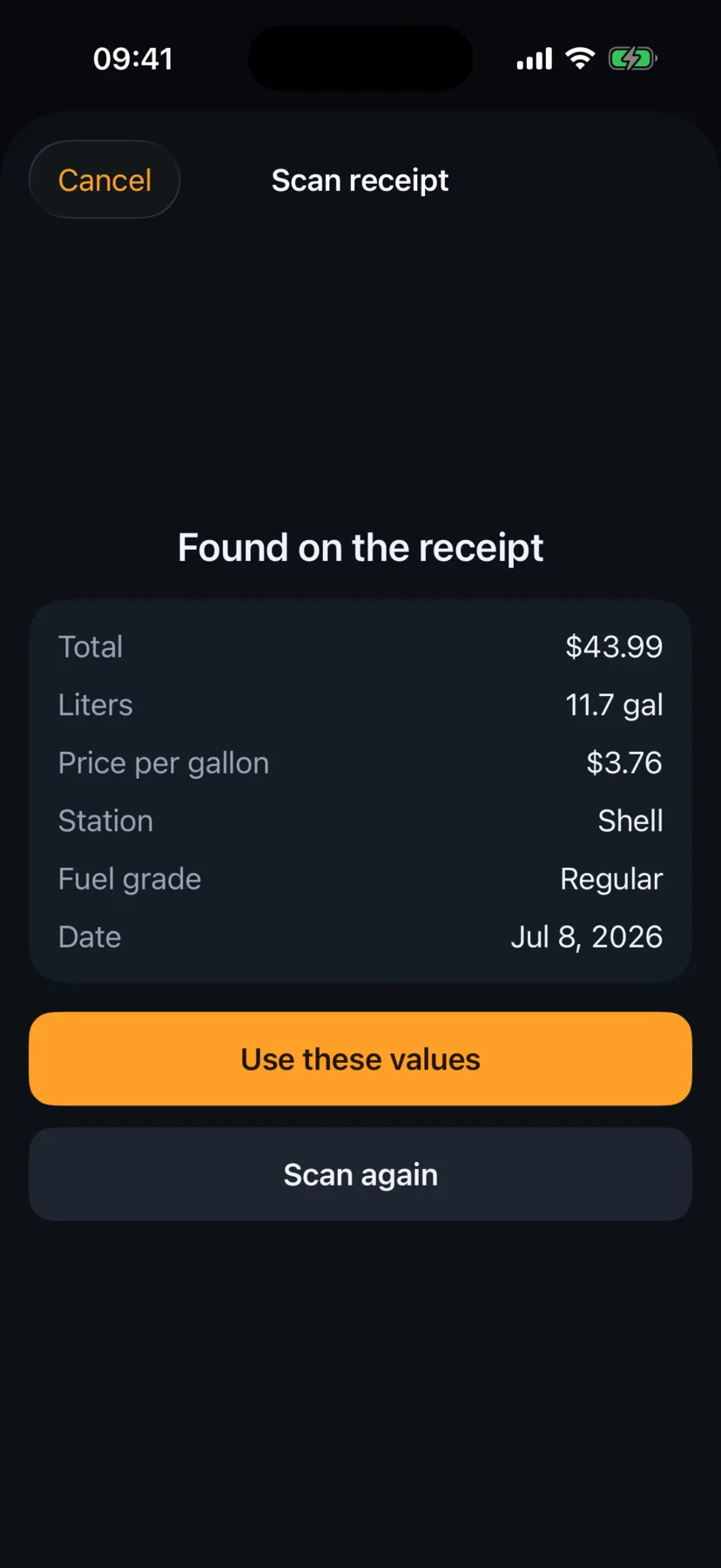 Receipt scanned in 3 seconds