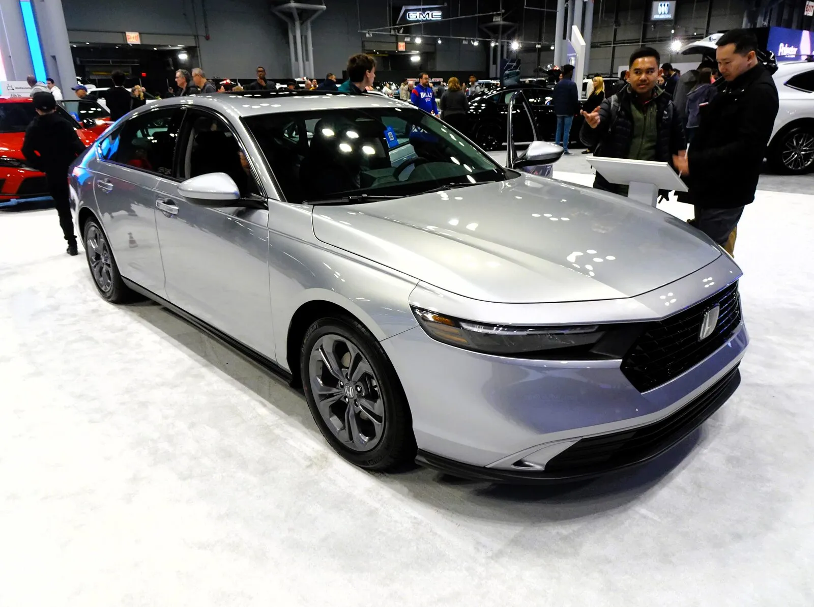 Silver 2024 Honda Accord EX, eleventh generation, front three-quarter view at an auto show