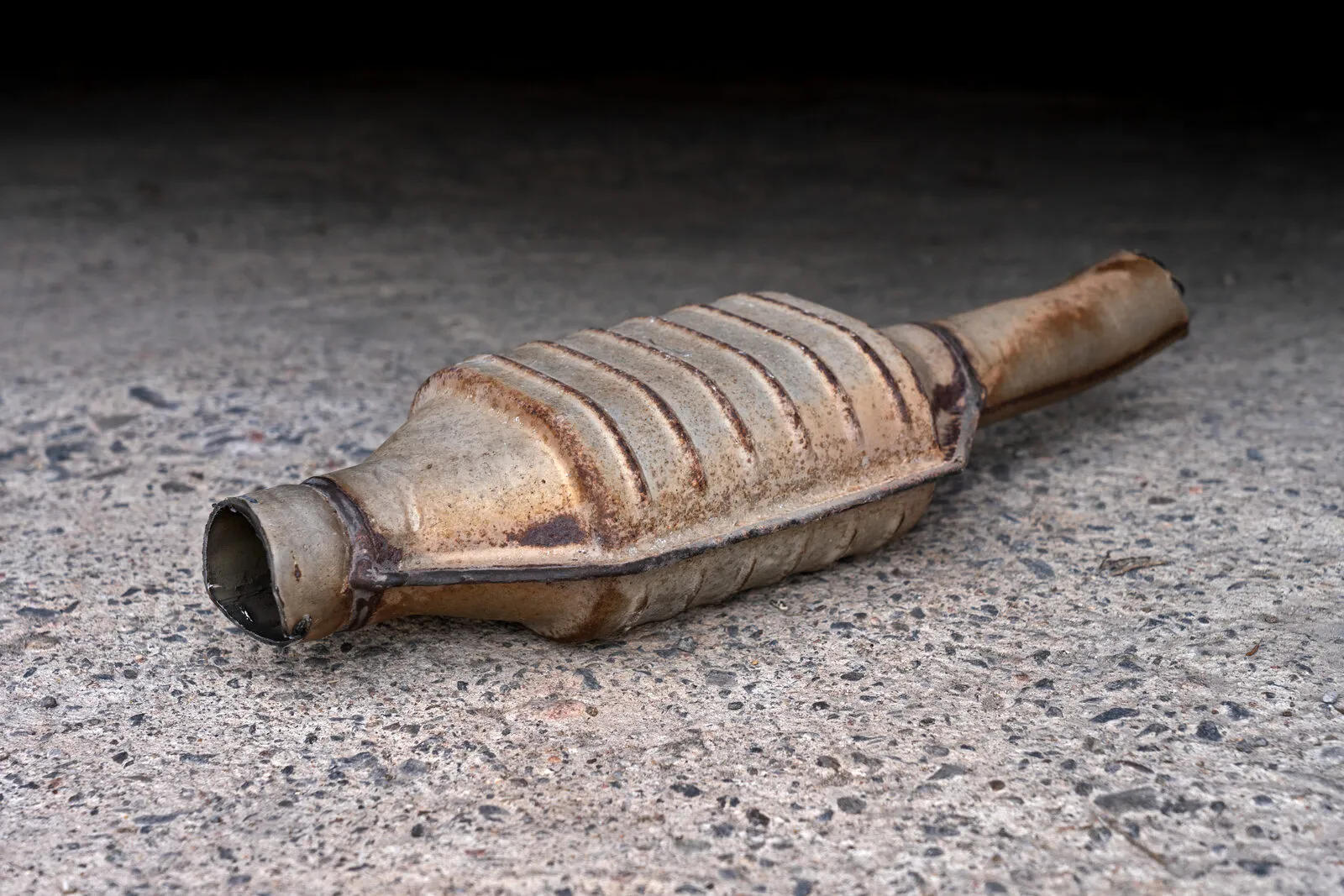 A catalytic converter removed from a car