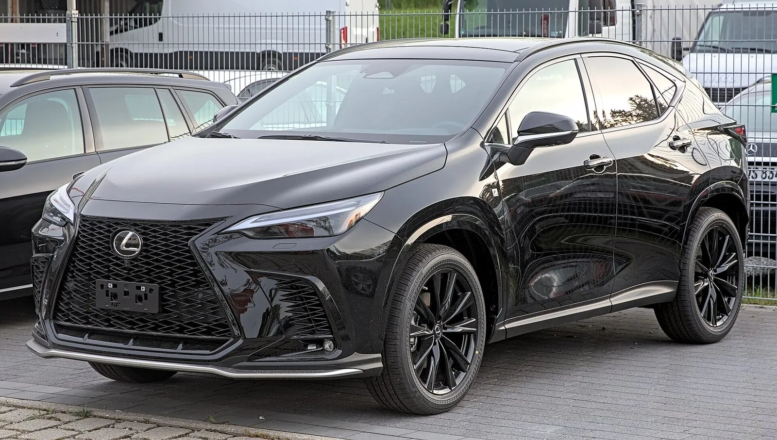 Lexus NX 350 compact SUV in black, front three-quarter view